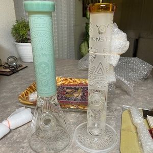 Sandblasted Monster glass pipes